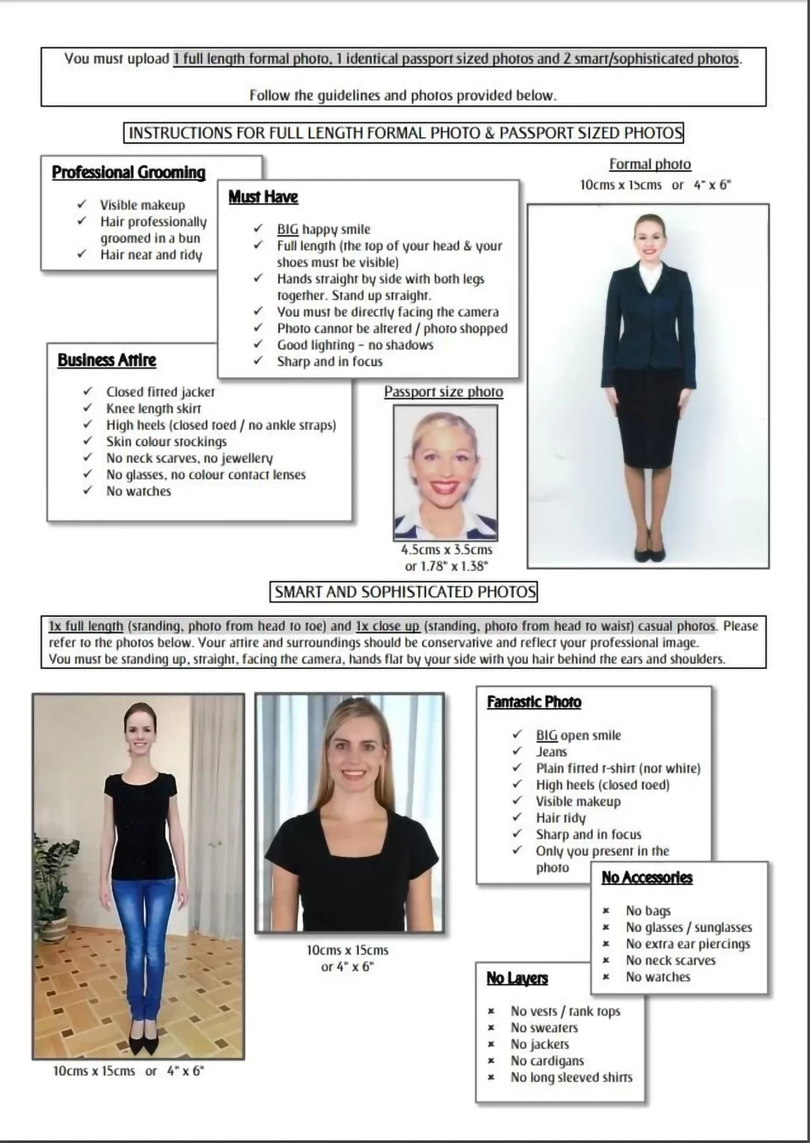 Photographic Requirements for Cabin Crew Application Process — Al Qusais, Dubai